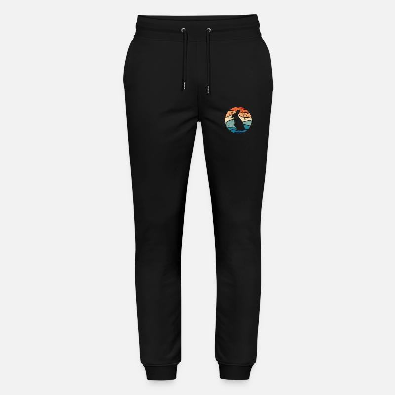 Rabbit Easter Retro Gift - Stanley/Stella Mover Unisex Organic Jogging Trousers - black