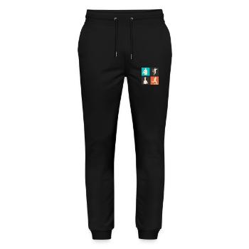 Fußball Variationen - Stanley/Stella Unisex Bio Jogginghose Mover  - Schwarz - Vorne - Marisol (170cm) & Nik (191cm)