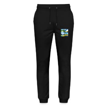 Sanfte Horizonte - Nachhaltige Kollektion - Stanley/Stella Unisex Bio Jogginghose Mover  - Schwarz - Vorne - Marisol (170cm) & Nik (191cm)