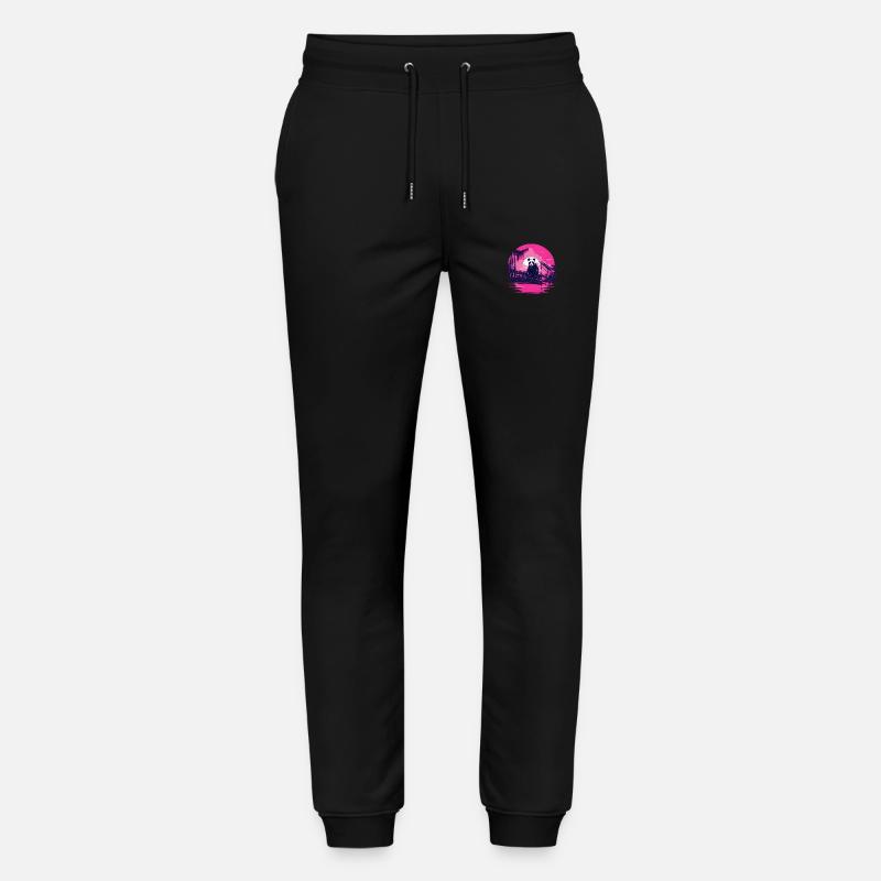 Synthwave Panda Japan Sunset - Stanley/Stella Mover Unisex Organic Jogging Trousers - black