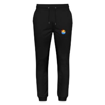 Flacher Sonnenuntergangshintergrund mit Palmen - Stanley/Stella Unisex Bio Jogginghose Mover  - Schwarz - Vorne - Marisol (170cm) & Nik (191cm)
