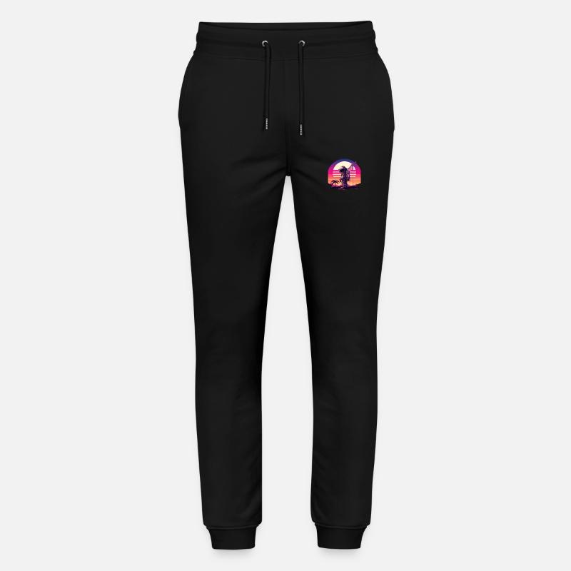 Synthwave Astronaut Space Sunset - Stanley/Stella Mover Unisex Organic Jogging Trousers - black