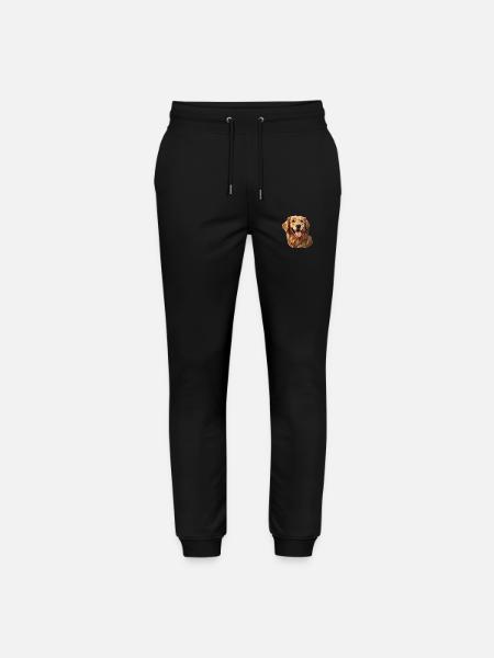Friendly Golden Retriever Dog - Stanley/Stella Mover Unisex Organic Jogging Trousers - black