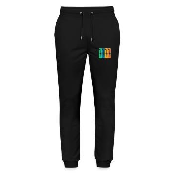 Sammlung antiker Trompeten - Jazzmusik - Stanley/Stella Unisex Bio Jogginghose Mover  - Schwarz - Vorne - Marisol (170cm) & Nik (191cm)