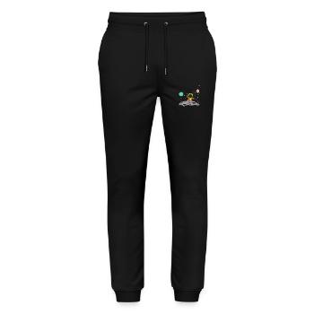 Gelber und roter Astronaut - Stanley/Stella Unisex Bio Jogginghose Mover  - Schwarz - Vorne - Marisol (170cm) & Nik (191cm)