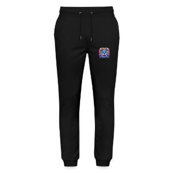 Colorful Akita Dog Breed Watercolor Glass Painting - Stanley/Stella Mover Unisex Organic Jogging Trousers - black - Front - Marisol (170cm) & Nik (191cm)