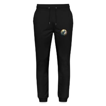 Pfauenbunte Aquarell-Tierillustration - Stanley/Stella Unisex Bio Jogginghose Mover  - Schwarz - Vorne - Marisol (170cm) & Nik (191cm)