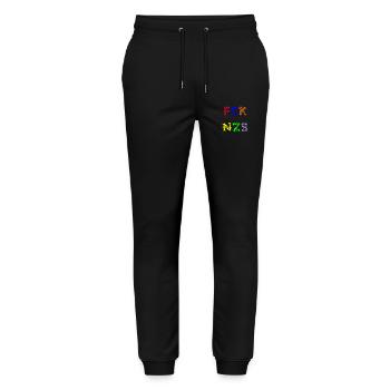 FCK NZS - Stanley/Stella Unisex Bio Jogginghose Mover  - Schwarz - Vorne - Marisol (170cm) & Nik (191cm)