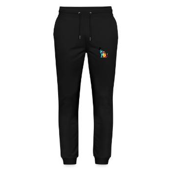 Aki, die bunte Katze - Stanley/Stella Unisex Bio Jogginghose Mover  - Schwarz - Vorne - Marisol (170cm) & Nik (191cm)