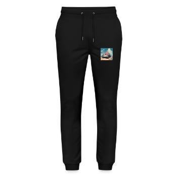 1970s SciFi Anime Tank - Stanley/Stella Mover Unisex Organic Jogging Trousers - black - Front - Marisol (170cm) & Nik (191cm)