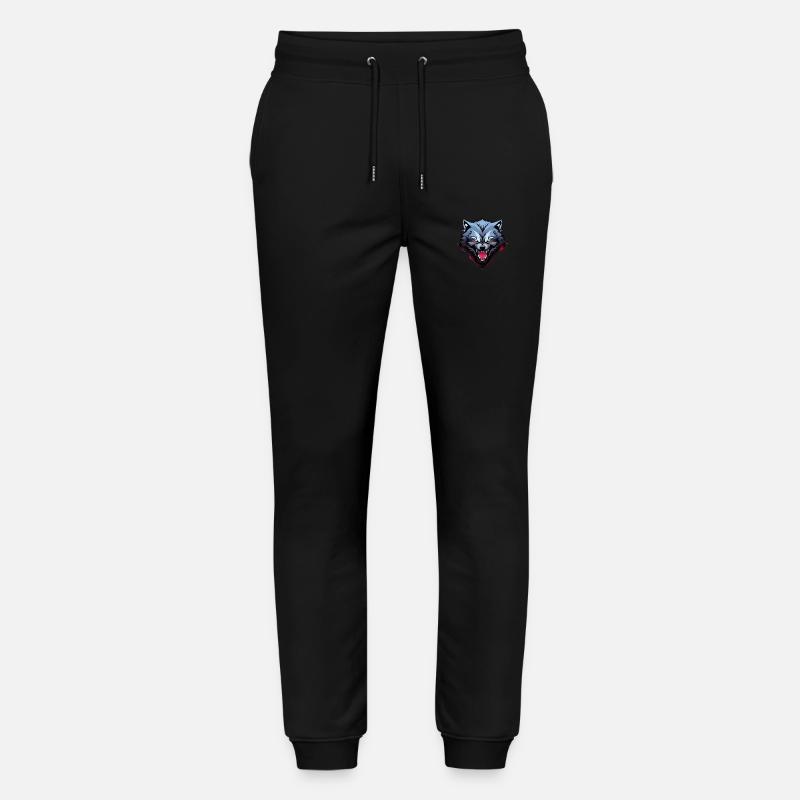 angry wolf - Stanley/Stella Mover Unisex Organic Jogging Trousers - black