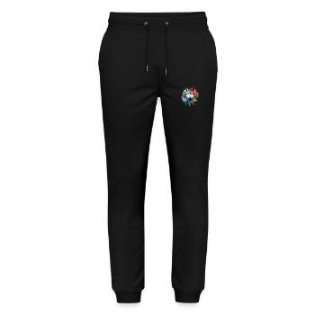 loup , loup gris aquarelle - Pantalon de jogging bio MOVER Stanley/Stella unisexe - noir - Devant - Marisol (170cm) & Nik (191cm)