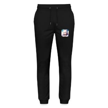 Anime Neko Girl und süßer weißer Hund - Stanley/Stella Unisex Bio Jogginghose Mover  - Schwarz - Vorne - Marisol (170cm) & Nik (191cm)