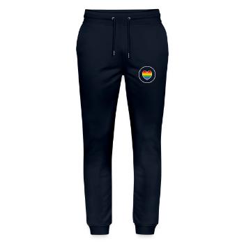 LGBT T-Shirt QUEER HERZ round white - Stanley/Stella Mover Unisex Organic Jogging Trousers - navy - Front - Marisol (170cm) & Nik (191cm)