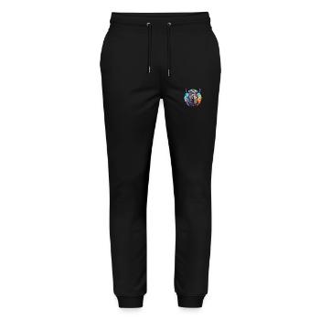 Rhino Colorful Watercolor Animal Pet Illustration - Stanley/Stella Mover Unisex Organic Jogging Trousers - black - Front - Marisol (170cm) & Nik (191cm)