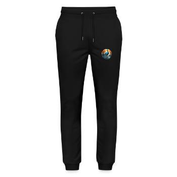 Bunte Aquarell-Tierillustration des Pfaus - Stanley/Stella Unisex Bio Jogginghose Mover  - Schwarz - Vorne - Marisol (170cm) & Nik (191cm)