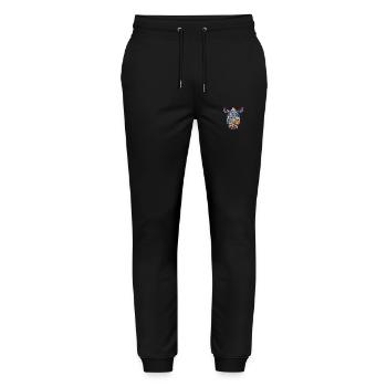 Rhino Colorful Watercolor Animal Pet Illustration - Stanley/Stella Mover Unisex Organic Jogging Trousers - black - Front - Marisol (170cm) & Nik (191cm)