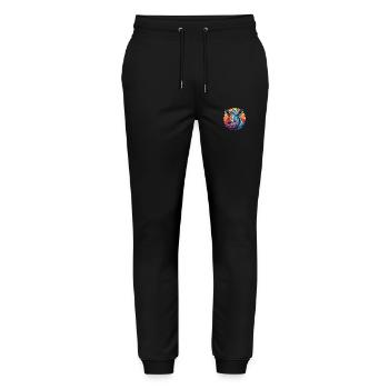 Rhino Colorful Watercolor Animal Pet Illustration - Stanley/Stella Mover Unisex Organic Jogging Trousers - black - Front - Marisol (170cm) & Nik (191cm)