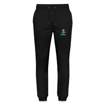 HUND - DACKEL - SNOWBOARD - WINTERSPORT - Stanley/Stella Unisex Bio Jogginghose Mover  - Schwarz - Vorne - Marisol (170cm) & Nik (191cm)