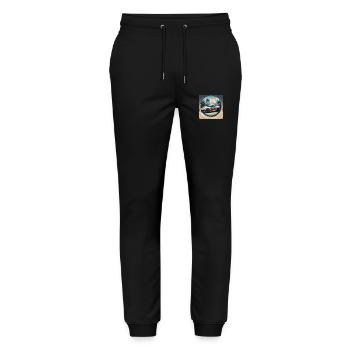 Sportscar in Dessert - Stanley/Stella Unisex Bio Jogginghose Mover  - Schwarz - Vorne - Marisol (170cm) & Nik (191cm)