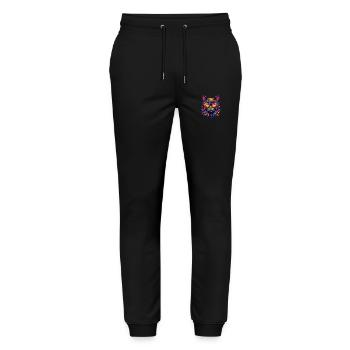Colorful cat with glasses - Stanley/Stella Mover Unisex Organic Jogging Trousers - black - Front - Marisol (170cm) & Nik (191cm)