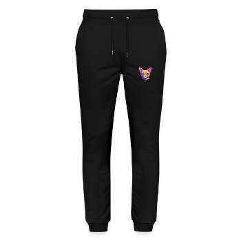 Chat d’argent britannique race aquarelle dessin animé Kawaii - Pantalon de jogging bio MOVER Stanley/Stella unisexe - noir - Devant - Marisol (170cm) & Nik (191cm)