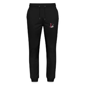 Blumenbuchstabe E - Geschenkidee - Stanley/Stella Unisex Bio Jogginghose Mover  - Schwarz - Vorne - Marisol (170cm) & Nik (191cm)