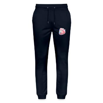 Katze - Illustration - Stanley/Stella Unisex Bio Jogginghose Mover  - Navy - Vorne - Marisol (170cm) & Nik (191cm)