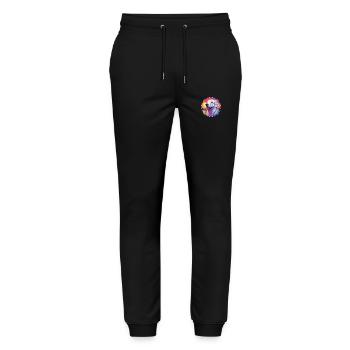 Große Pyrenäen-Hunderasse Bunte Karikatur Watercol - Stanley/Stella Unisex Bio Jogginghose Mover  - Schwarz - Vorne - Marisol (170cm) & Nik (191cm)