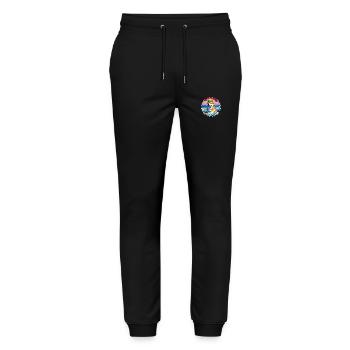 Jindo Dog Breed Colorful Cartoon Watercolor - Stanley/Stella Mover Unisex Organic Jogging Trousers - black - Front - Marisol (170cm) & Nik (191cm)