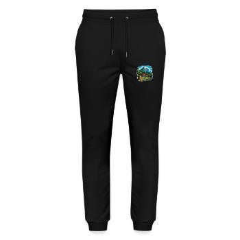 Landschaft - Illustration - Stanley/Stella Unisex Bio Jogginghose Mover  - Schwarz - Vorne - Marisol (170cm) & Nik (191cm)
