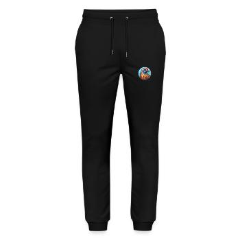 Perdrix vitrail coloré dessin animé Kawaii An - Pantalon de jogging bio MOVER Stanley/Stella unisexe - noir - Devant - Marisol (170cm) & Nik (191cm)