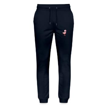 Flamant rose mignon heureux Kawaii dessin animé Clipart Animal - Pantalon de jogging bio MOVER Stanley/Stella unisexe - marine - Devant - Marisol (170cm) & Nik (191cm)
