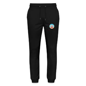 Pig Cartoon Yoga Beach Summer Illustration - Stanley/Stella Mover Unisex Organic Jogging Trousers - black - Front - Marisol (170cm) & Nik (191cm)