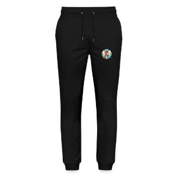 Okapi Aquarelle Cartoon Kawaii Clipart Animal - Pantalon de jogging bio MOVER Stanley/Stella unisexe - noir - Devant - Marisol (170cm) & Nik (191cm)