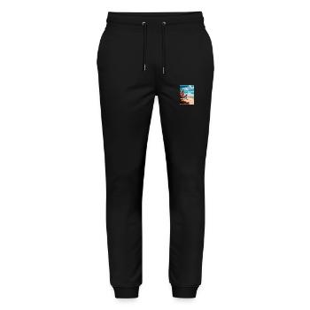 Kolobrzeg Poland Vintage Travel Poster Souvenir - Stanley/Stella Mover Unisex Organic Jogging Trousers - black - Front - Marisol (170cm) & Nik (191cm)