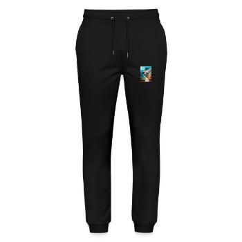 Folegandros Griechenland Dekoration Reiseposter - Stanley/Stella Unisex Bio Jogginghose Mover  - Schwarz - Vorne - Marisol (170cm) & Nik (191cm)