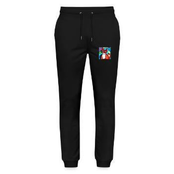 Abstract cat face on t-shirt - Stanley/Stella Mover Unisex Organic Jogging Trousers - black - Front - Marisol (170cm) & Nik (191cm)