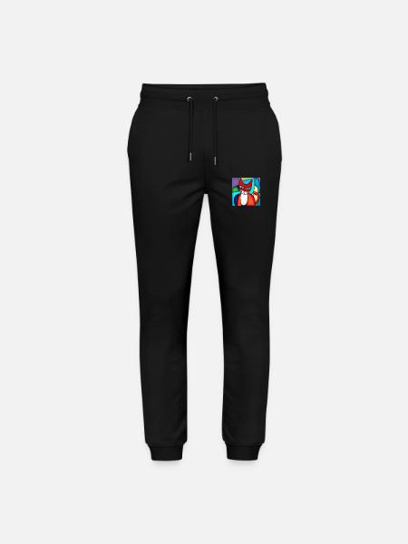 Abstract cat face on t-shirt - Stanley/Stella Mover Unisex Organic Jogging Trousers - black