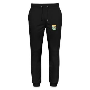 Lake Como Italy Decoration Vintage Travel Poster - Stanley/Stella Mover Unisex Organic Jogging Trousers - black - Front - Marisol (170cm) & Nik (191cm)