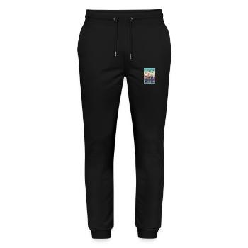 Amsterdam Netherlands Vintage Travel Poster WPA - Stanley/Stella Mover Unisex Organic Jogging Trousers - black - Front - Marisol (170cm) & Nik (191cm)