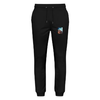 Ustka Poland Vintage Travel Poster WPA Souvenir - Stanley/Stella Mover Unisex Organic Jogging Trousers - black - Front - Marisol (170cm) & Nik (191cm)