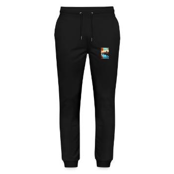 Prague Czech Republic Vintage Travel Poster WPA - Stanley/Stella Mover Unisex Organic Jogging Trousers - black - Front - Marisol (170cm) & Nik (191cm)
