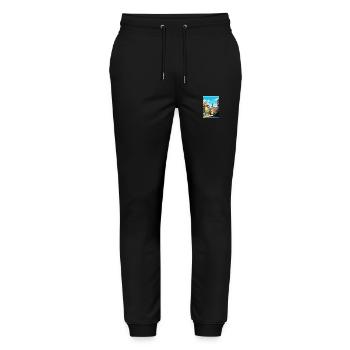 Porto Portugal Vintage Travel Poster WPA Souvenir - Stanley/Stella Mover Unisex Organic Jogging Trousers - black - Front - Marisol (170cm) & Nik (191cm)
