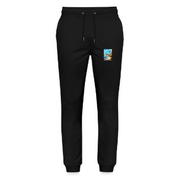 Coimbra Portugal Vintage Travel Poster Souvenir - Stanley/Stella Mover Unisex Organic Jogging Trousers - black - Front - Marisol (170cm) & Nik (191cm)