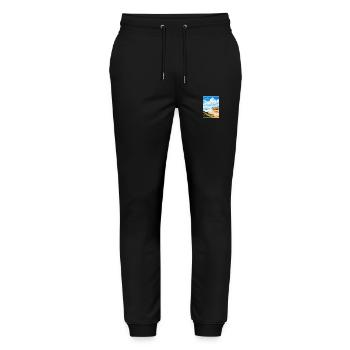 Polzeath Cornwall Vintage Travel Poster Souvenir - Stanley/Stella Mover Unisex Organic Jogging Trousers - black - Front - Marisol (170cm) & Nik (191cm)