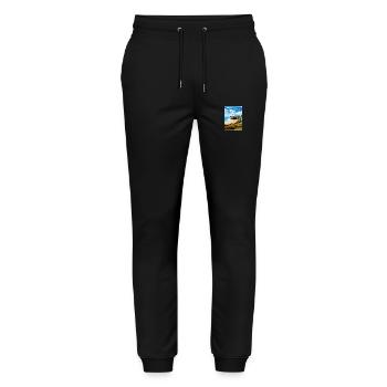 Porthtowan Cornwall Vintage Travel Poster Souvenir - Stanley/Stella Mover Unisex Organic Jogging Trousers - black - Front - Marisol (170cm) & Nik (191cm)