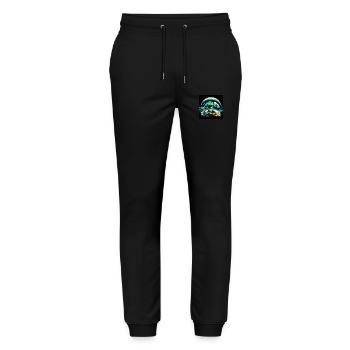 Buntes Chamäleon auf surrealem Planeten - Stanley/Stella Unisex Bio Jogginghose Mover  - Schwarz - Vorne - Marisol (170cm) & Nik (191cm)