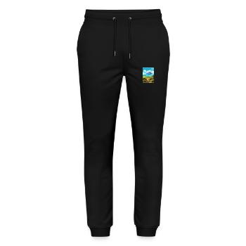 Hawai Vulkane Nationalpark Reiseposter - Stanley/Stella Unisex Bio Jogginghose Mover  - Schwarz - Vorne - Marisol (170cm) & Nik (191cm)