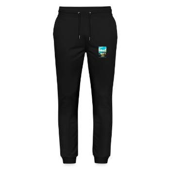 Phillip Island Australie Vintage Travel Poster WPA - Pantalon de jogging bio MOVER Stanley/Stella unisexe - noir - Devant - Marisol (170cm) & Nik (191cm)